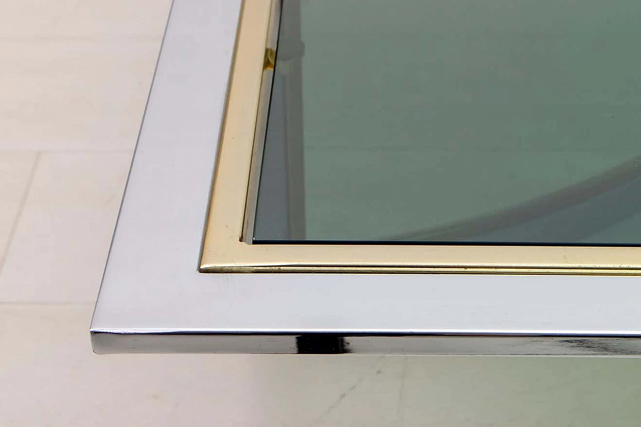 Brass and chrome coffee table with glass top in the style of Romeo Rega, 1970s 10