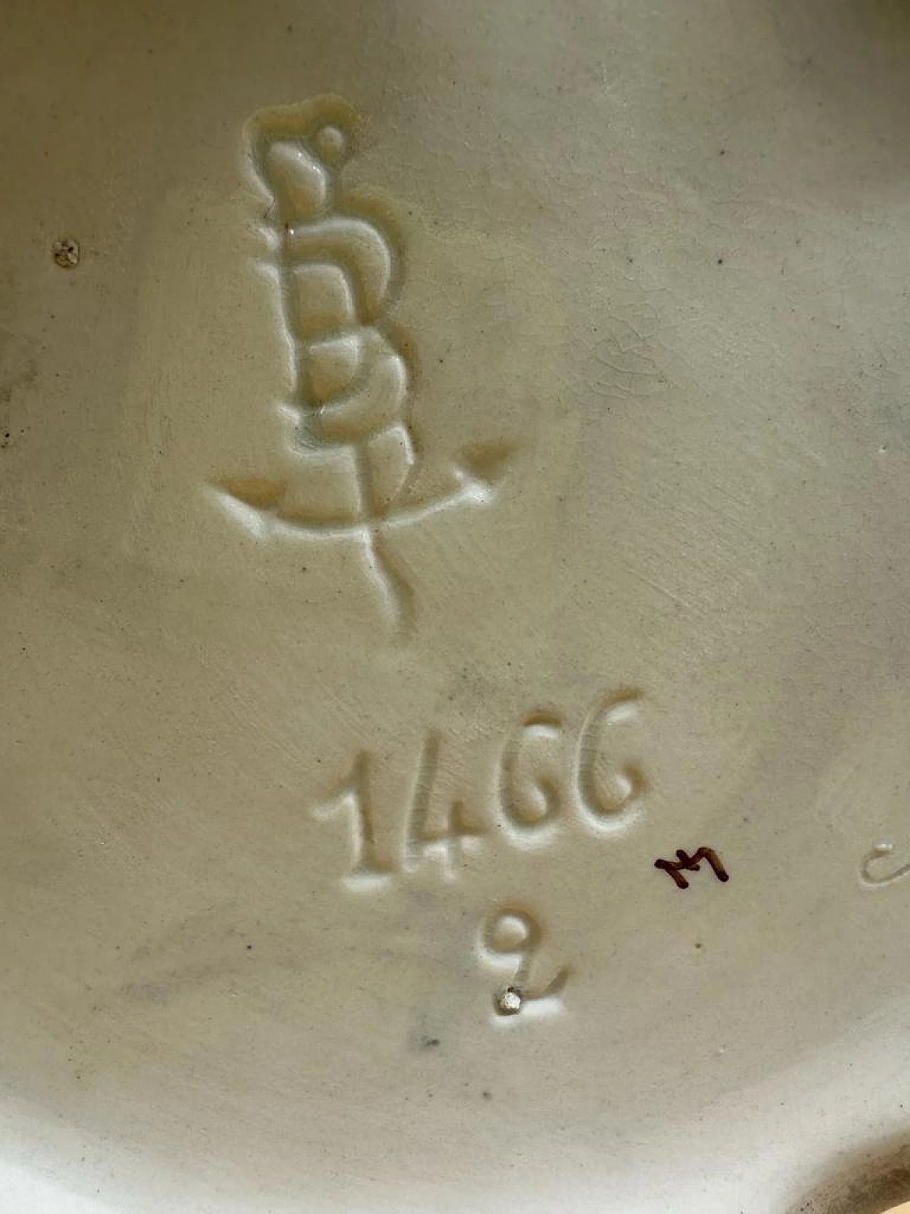 Cachepot in ceramica verde con fiori di Gustave De Bruyn, inzio '900 2