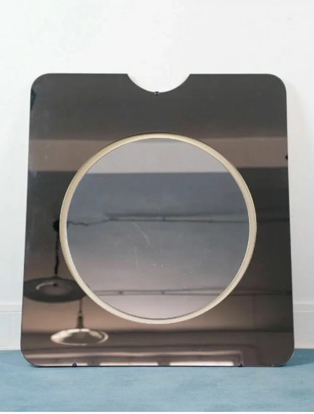 Rectangular wall mirror with half moon on top, 1960s 2