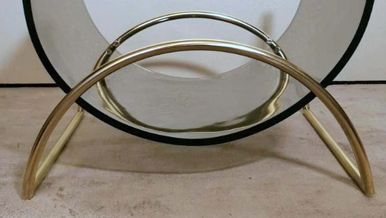 Smoked crystal and brass magazine rack attributed to Gallotti & Radice, 1970s 11