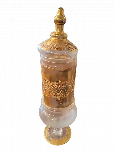 Painted and gilded blown glass apothecary vase, early 20th century