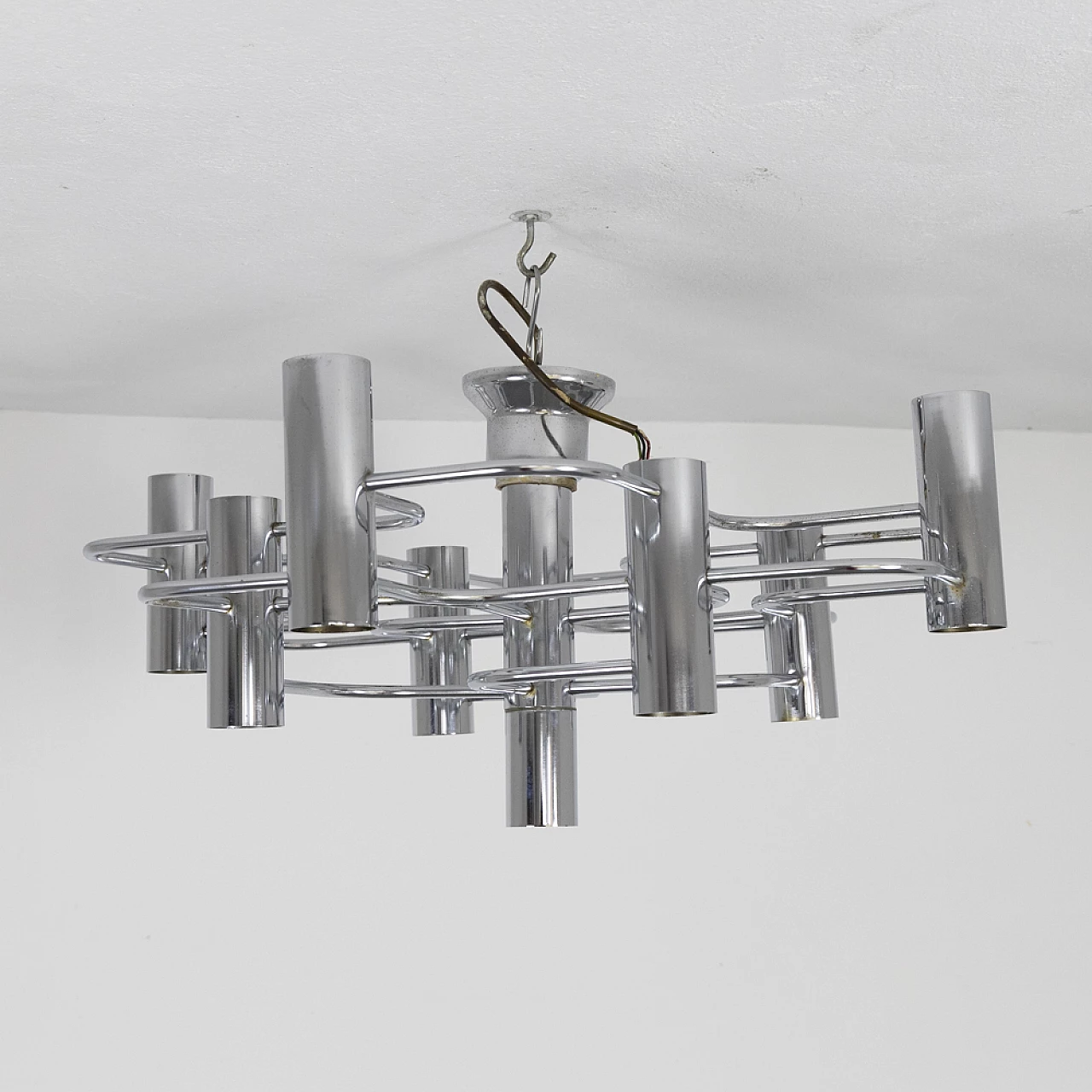 Sciolari 9-light chandelier in chrome-plated metal, 1970s 2