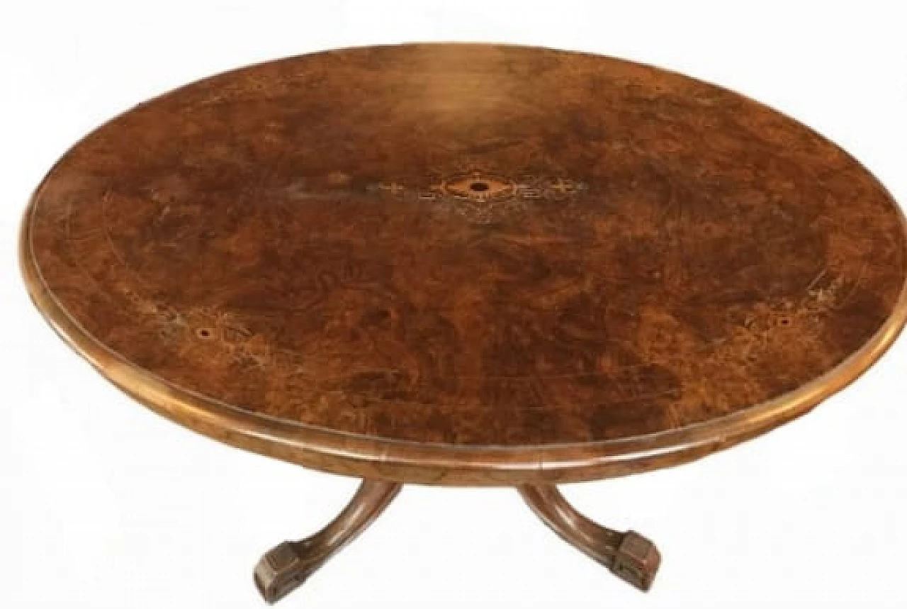 Tavolo ovale in noce con piano intarsiato, inizio '900 4