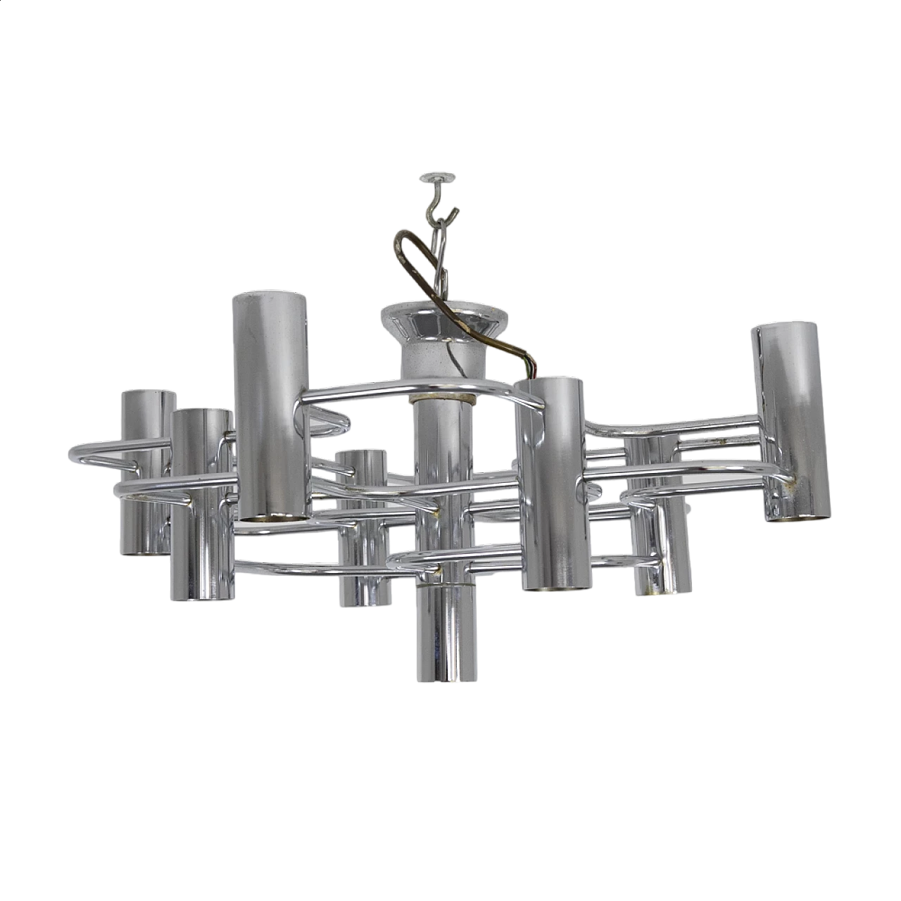 Sciolari 9-light chandelier in chrome-plated metal, 1970s 13