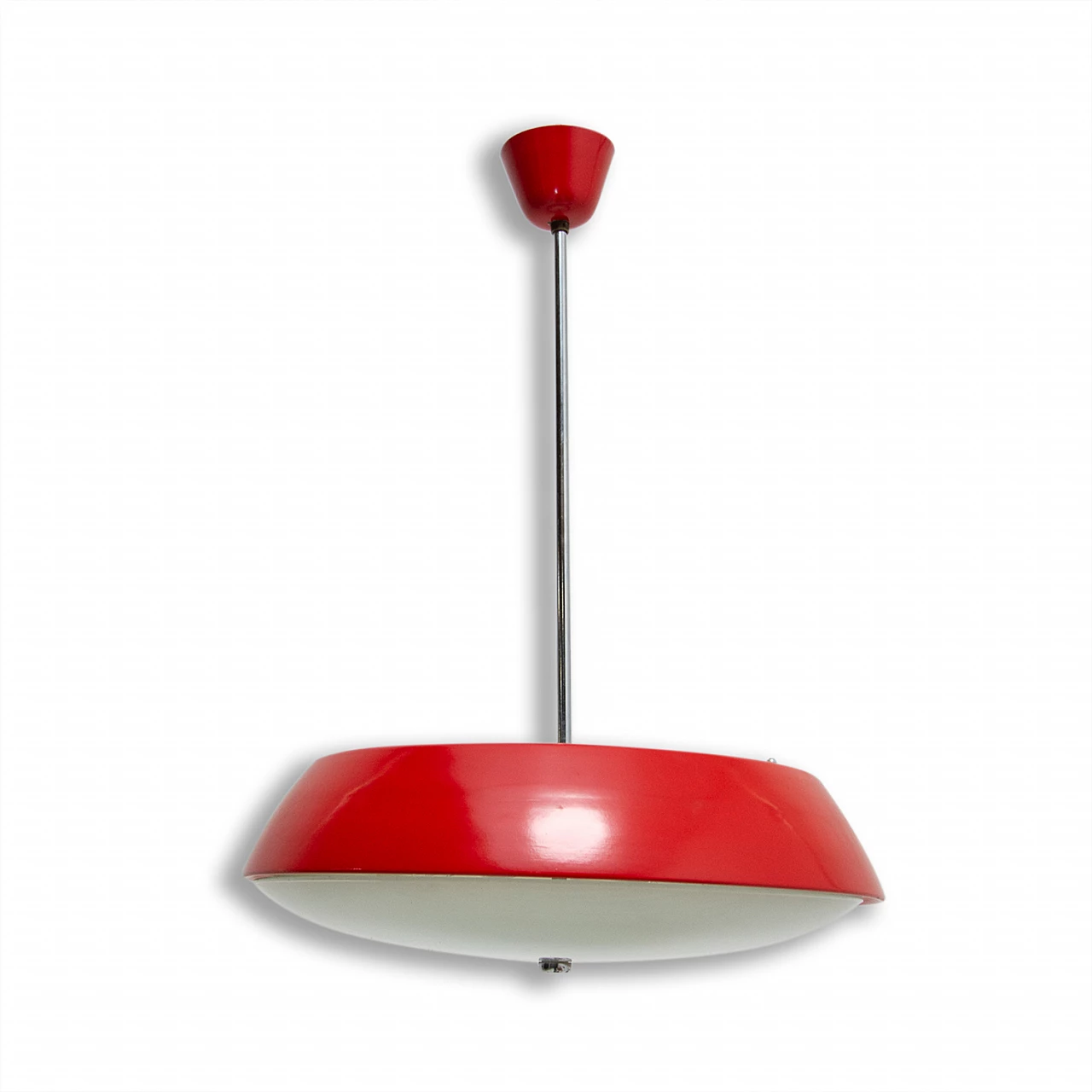 Red Ufo chandelier by Josef Hurka for Napako, 1960s 1