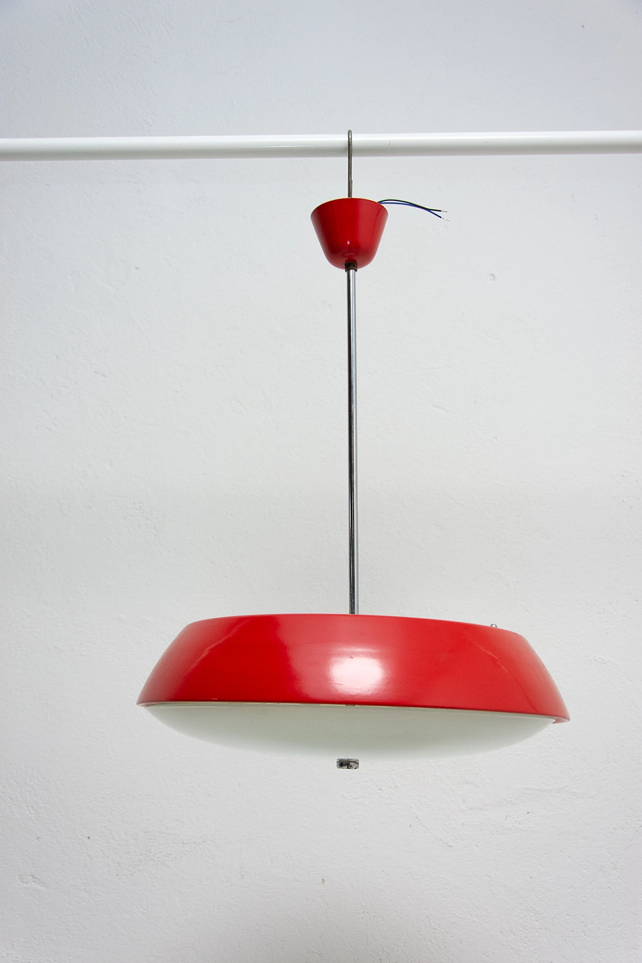 Red Ufo chandelier by Josef Hurka for Napako, 1960s 2