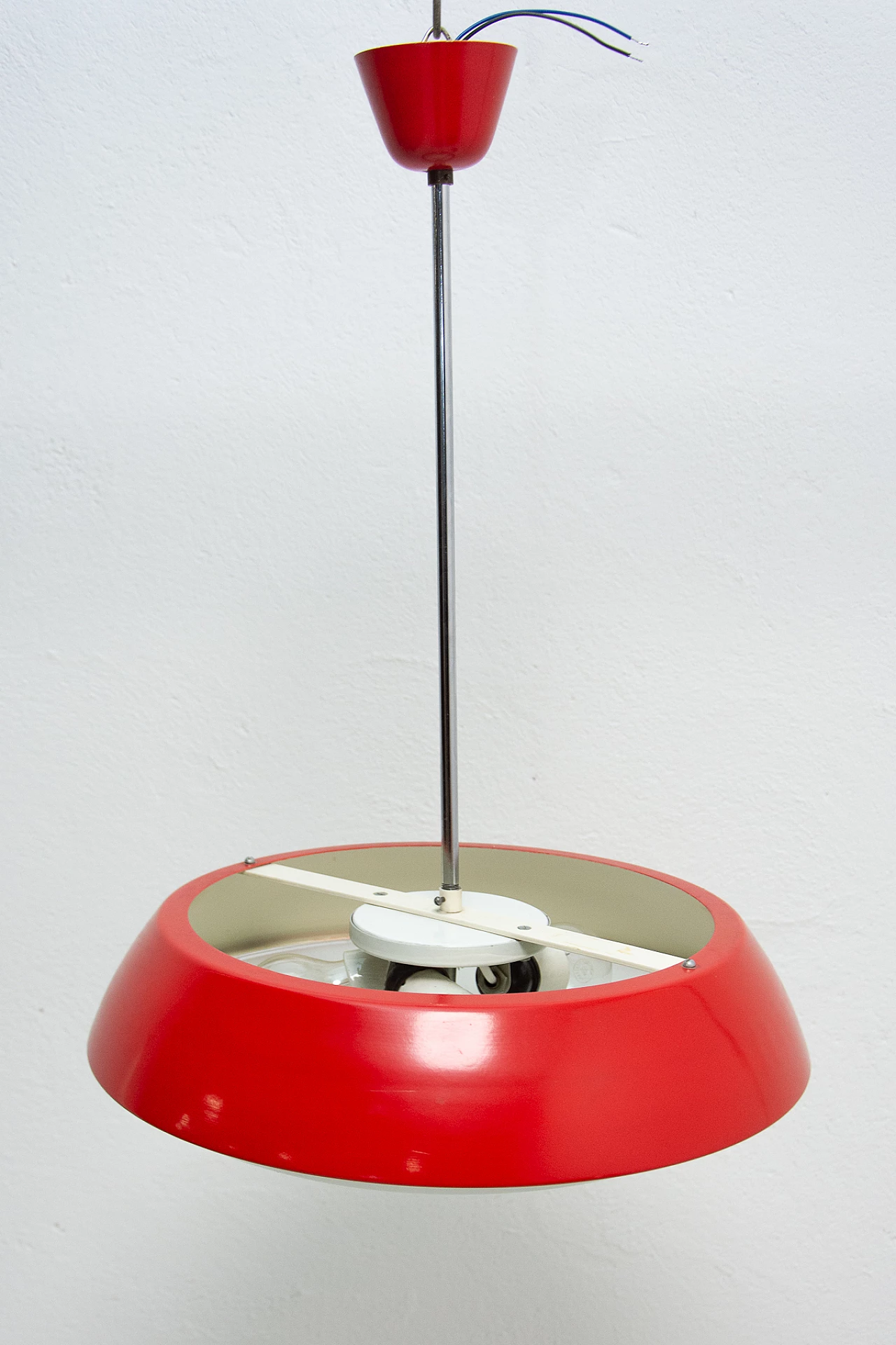 Red Ufo chandelier by Josef Hurka for Napako, 1960s 4