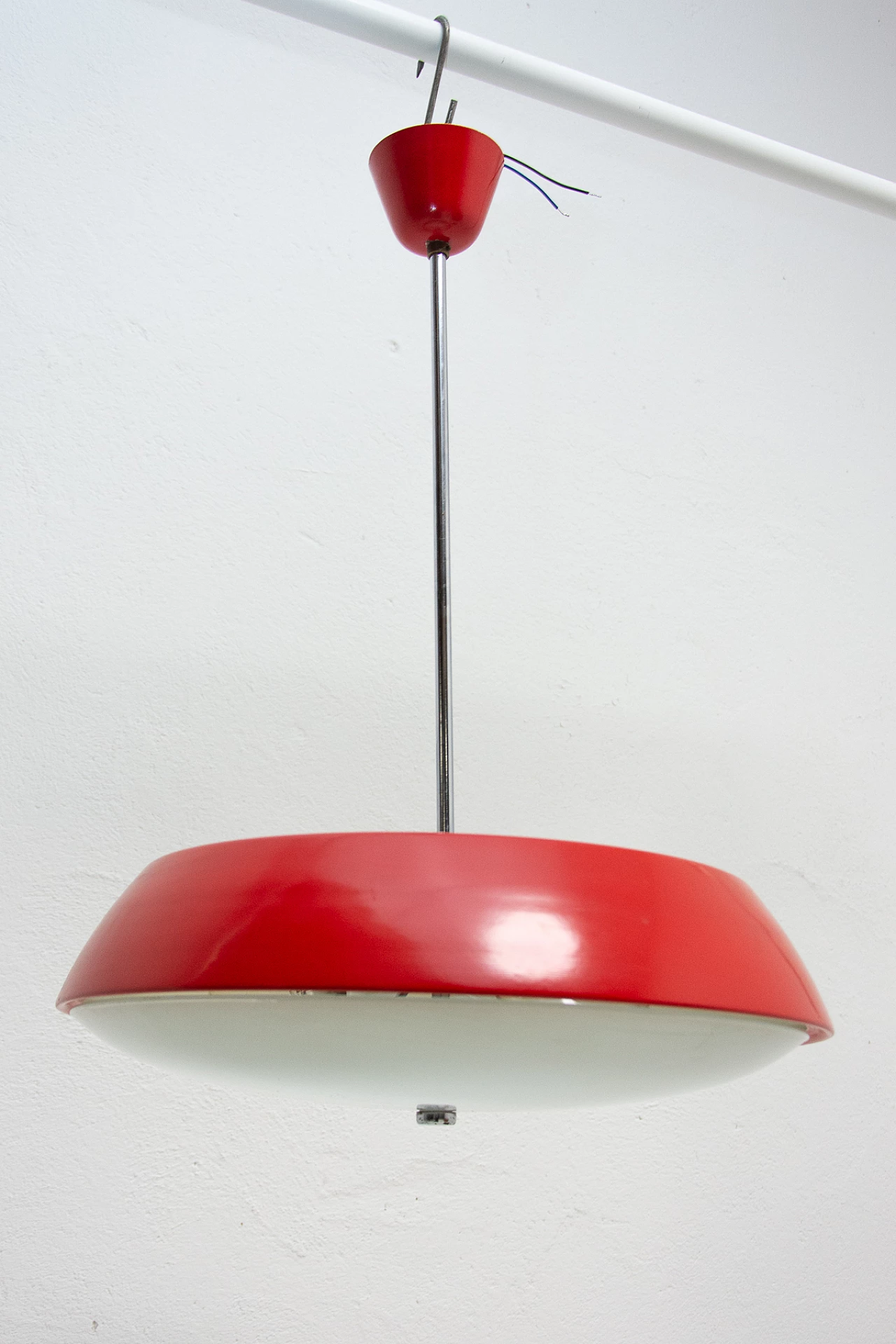 Red Ufo chandelier by Josef Hurka for Napako, 1960s 5