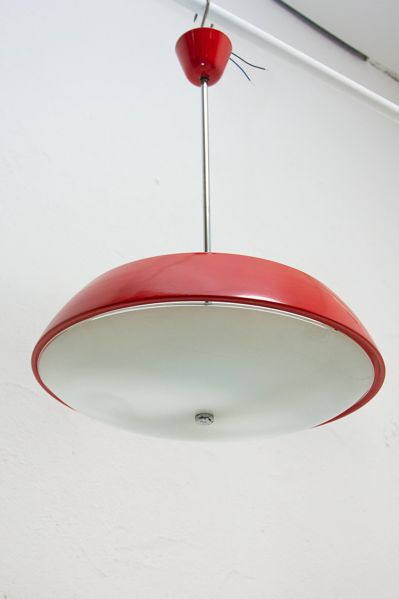 Red Ufo chandelier by Josef Hurka for Napako, 1960s 6