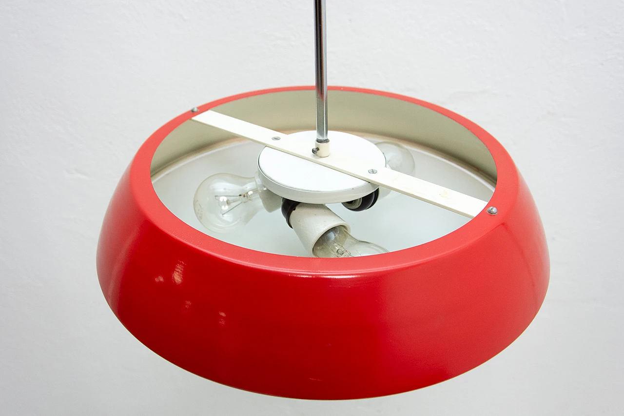 Red Ufo chandelier by Josef Hurka for Napako, 1960s 11