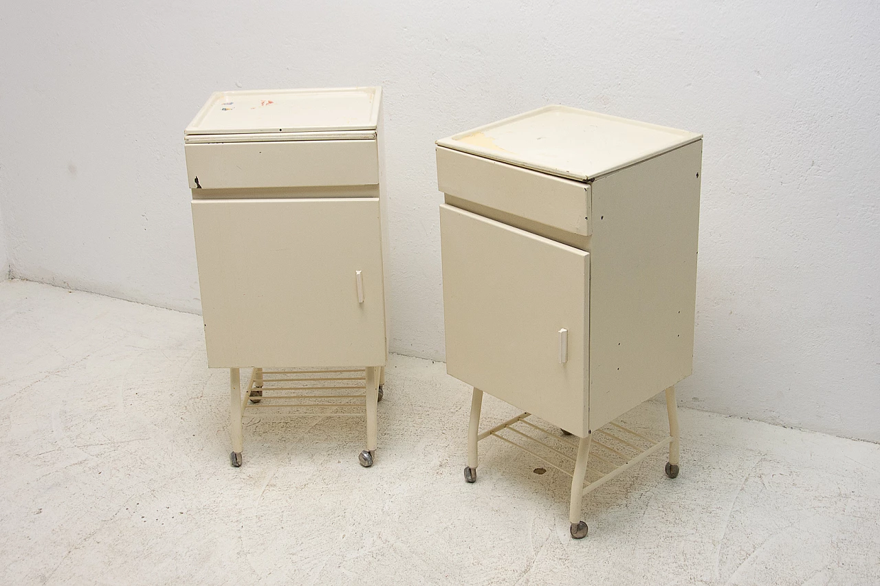 Pair of industrial tin bedside tables, 1970s 3