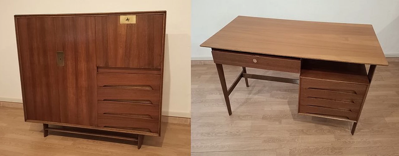 Credenza e scrivania di Edmondo Palutari per Dassi, anni '50 1