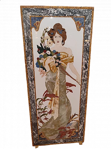 Art Nouveau inlaid marble panel, late 19th century