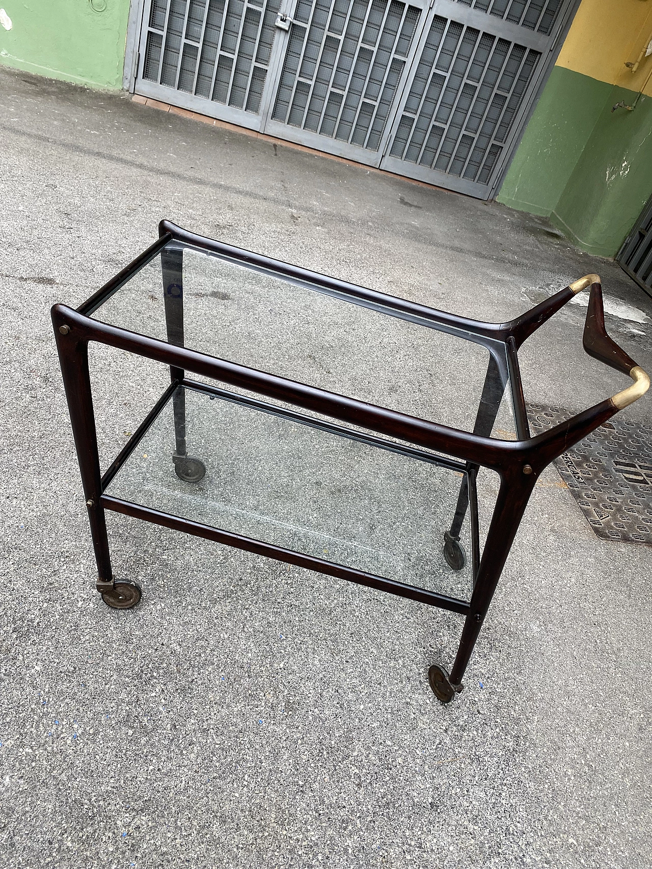 Wood and glass bar cart by Ico Parisi, 1960s 1