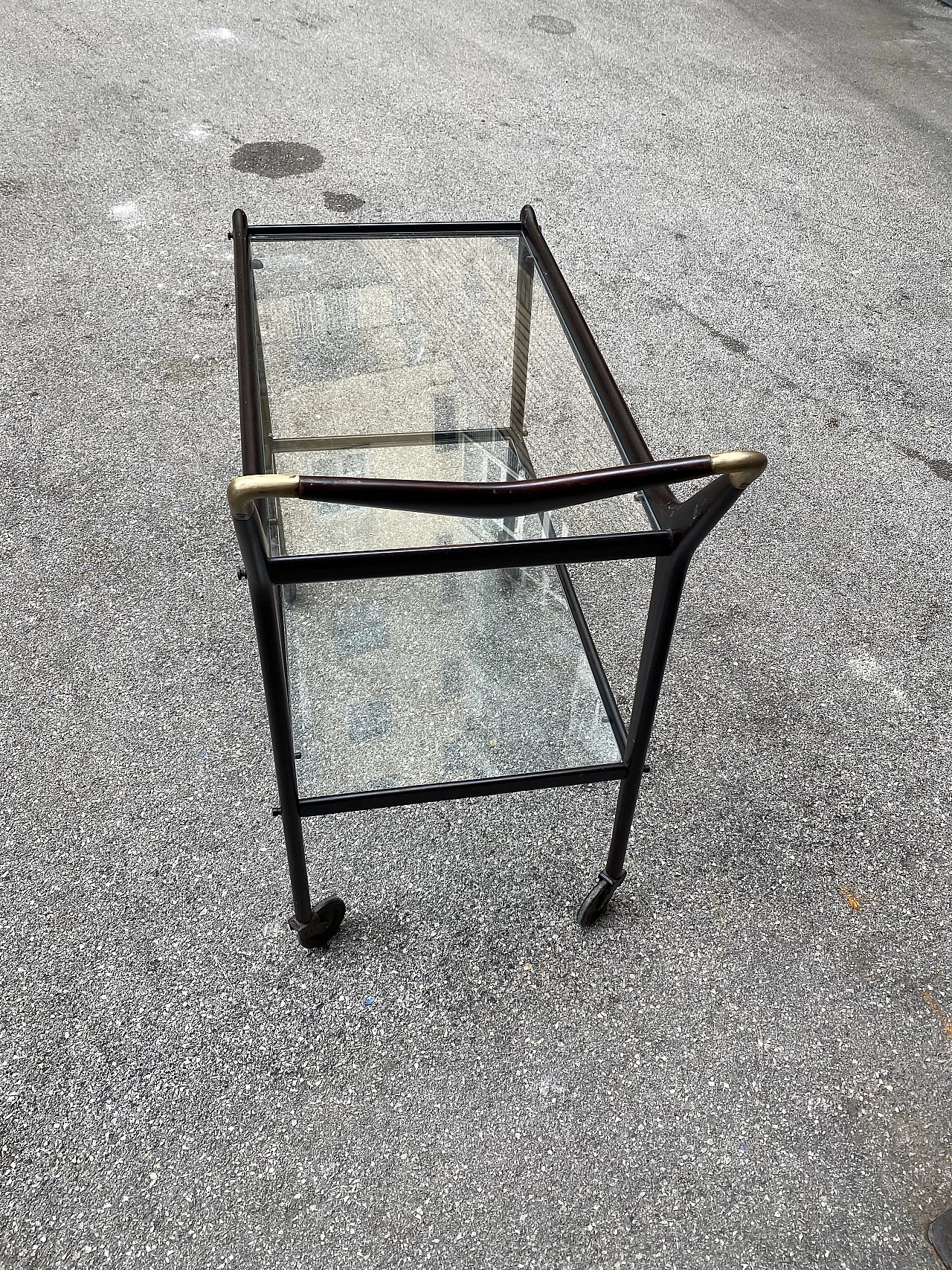 Wood and glass bar cart by Ico Parisi, 1960s 3