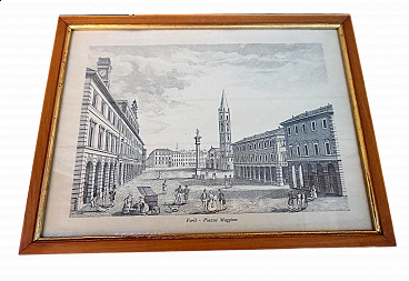 4 Engravings of views with frame, 19th century