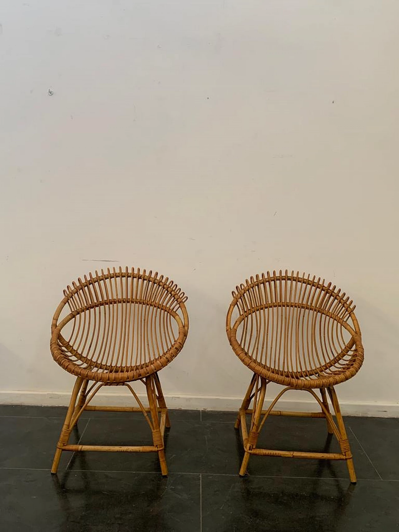 Pair of bamboo armchairs attributed to Franco Albini for Bonacina, 1950s 1