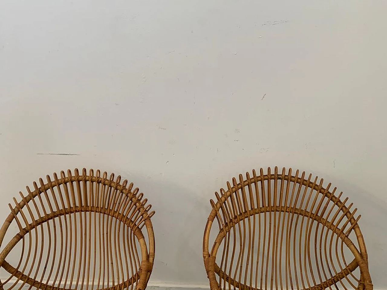 Pair of bamboo armchairs attributed to Franco Albini for Bonacina, 1950s 4
