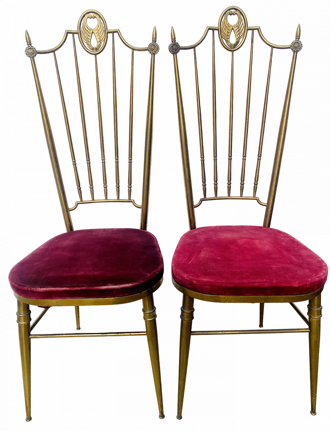 Coppia di sedie Chiavarine in ottone di Gaetano Descalzi, anni '50 9