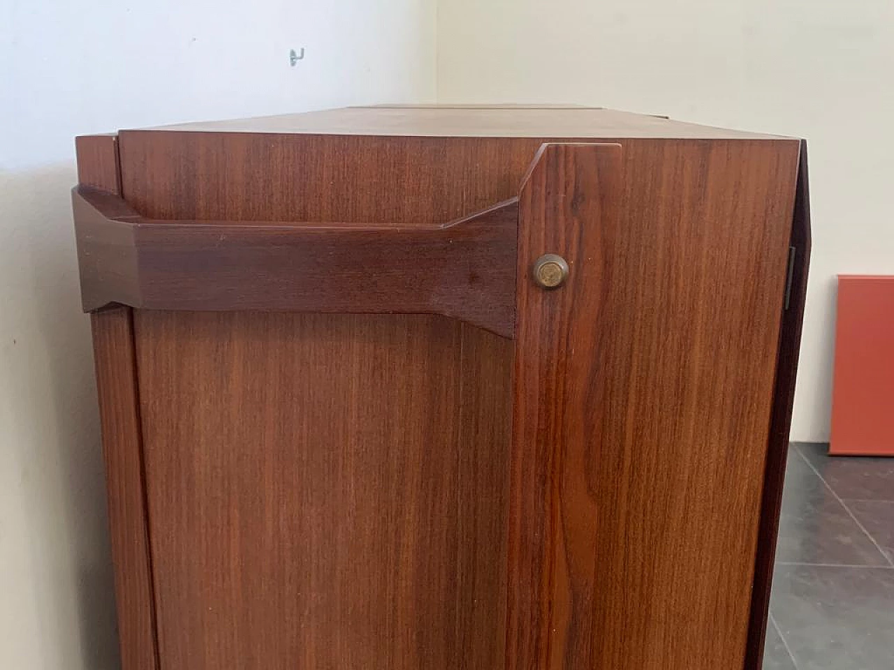 Three-door highboard in teak and parchment in the style of Silvio Cavatorta, 1960s 5