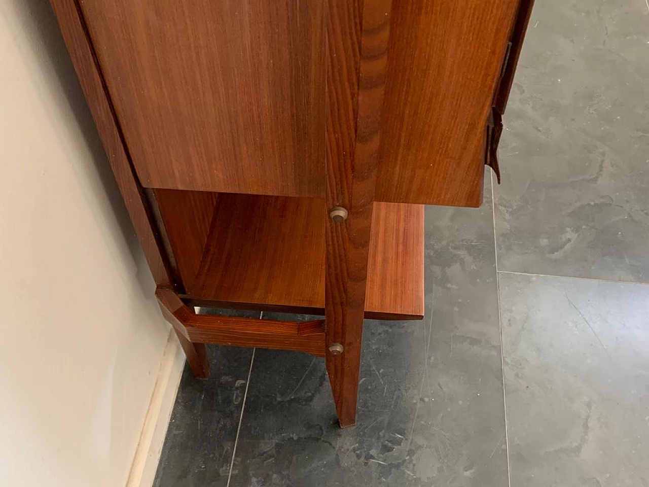 Three-door highboard in teak and parchment in the style of Silvio Cavatorta, 1960s 6