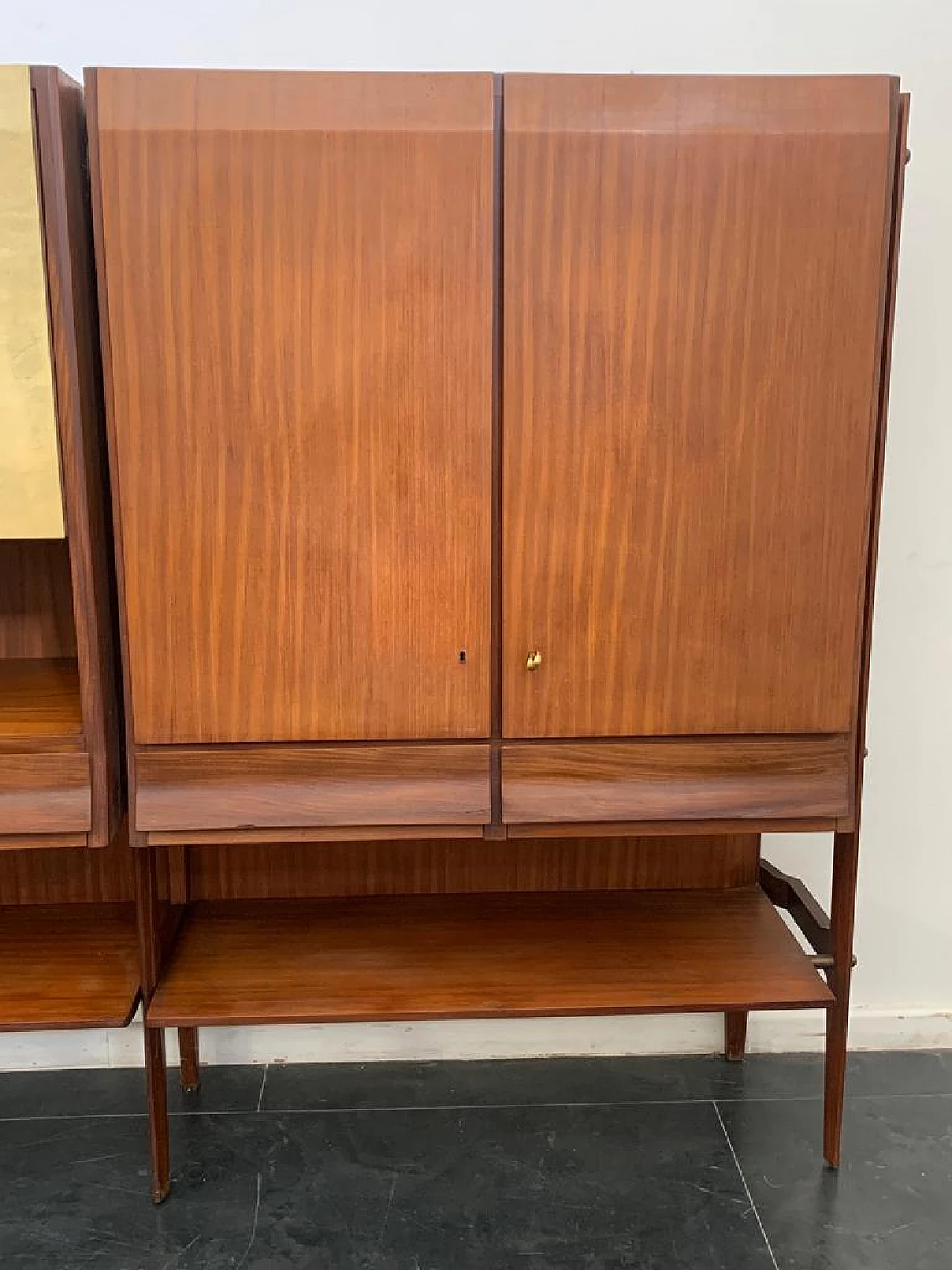 Credenza a tre ante in teak e pergamena nello stile di Silvio Cavatorta, anni '60 11