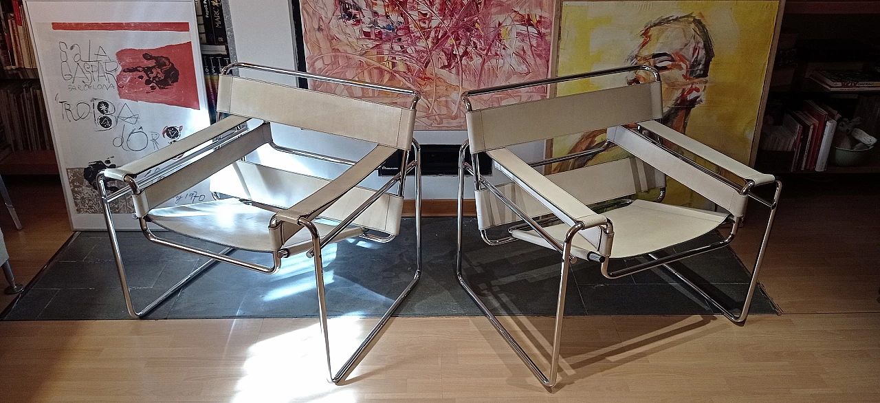 Pair of Wassily armchairs by Marcel Breuer for Dino Gavina, 1960s 3