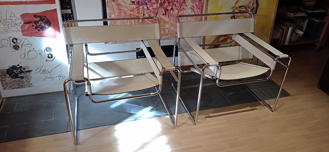 Pair of Wassily armchairs by Marcel Breuer for Dino Gavina, 1960s 14