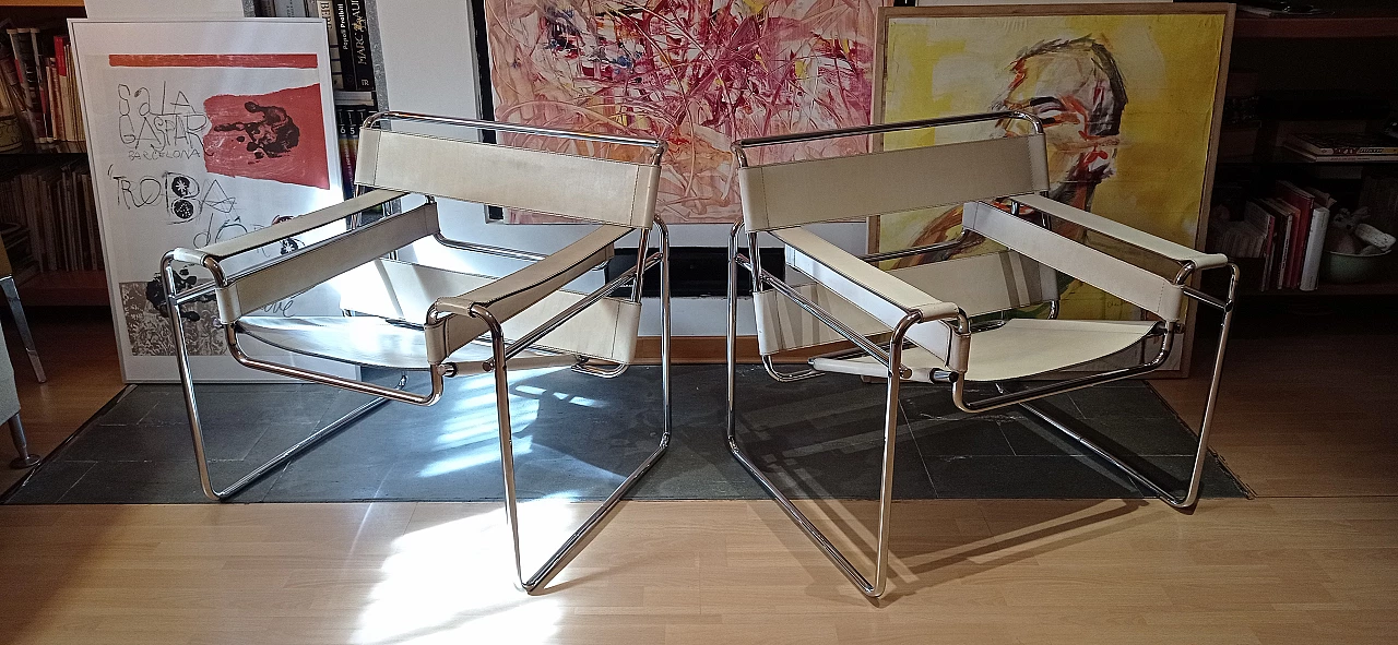 Pair of Wassily armchairs by Marcel Breuer for Dino Gavina, 1960s 77