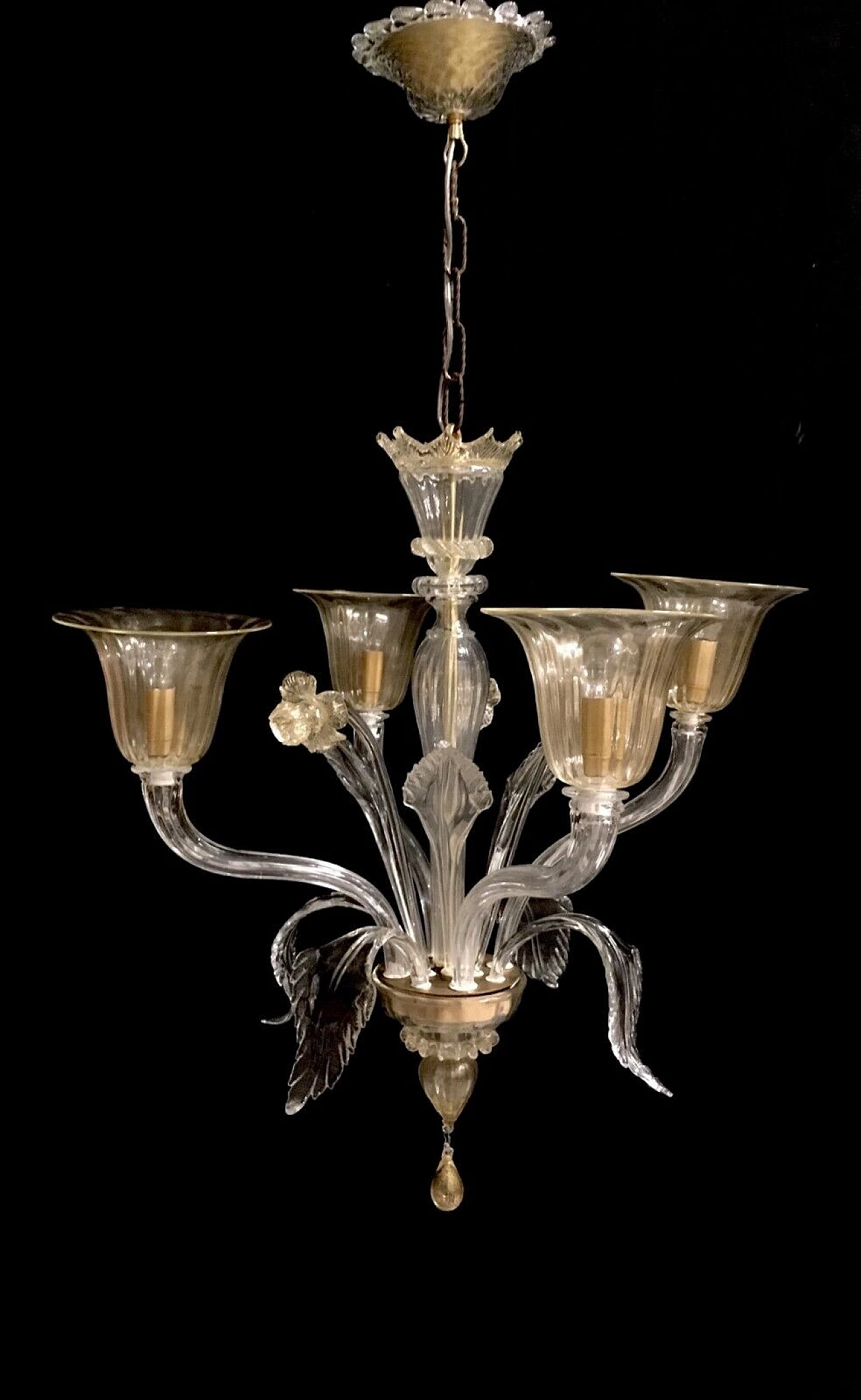 Four-light Murano glass chandelier by Cesare Toso 1