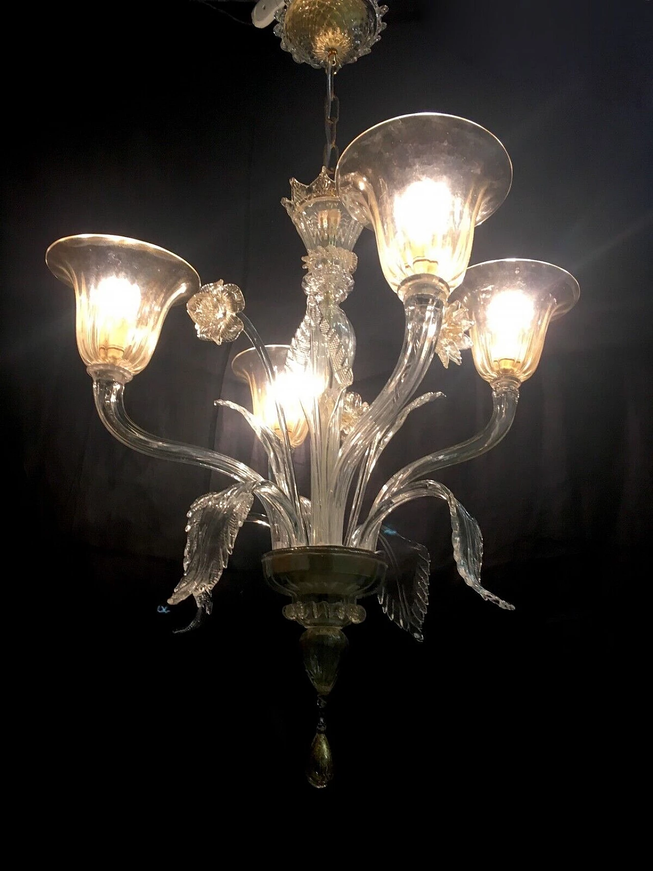 Four-light Murano glass chandelier by Cesare Toso 2