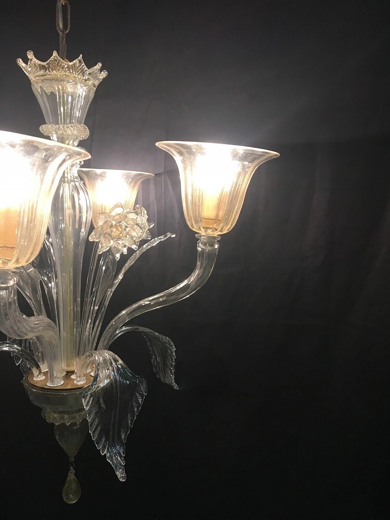 Four-light Murano glass chandelier by Cesare Toso 4