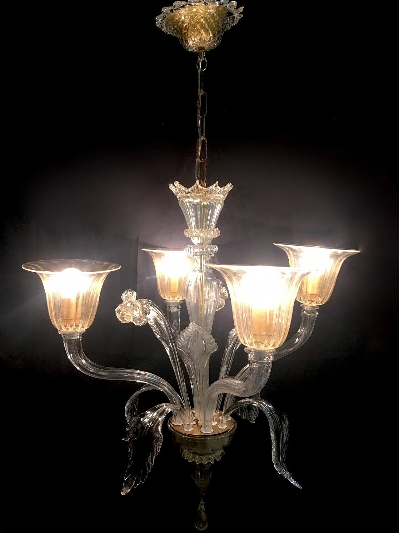 Four-light Murano glass chandelier by Cesare Toso 5