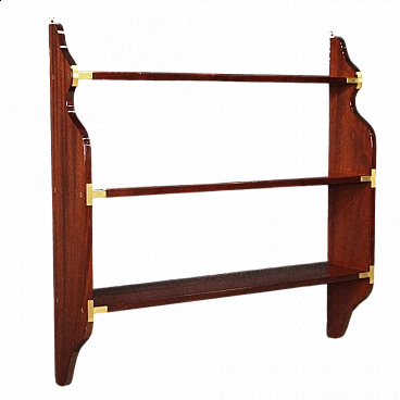 Nautical style mahogany and brass wall bookcase, 1970s