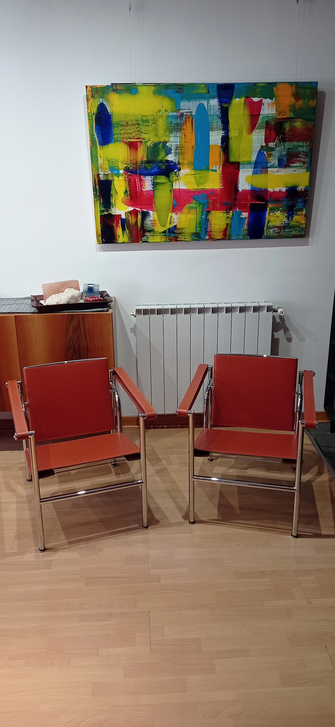 Pair of LC1 leather armchairs by Le Corbusier, P. Jeanneret and C. Perriand for Alivar, 1980s 3