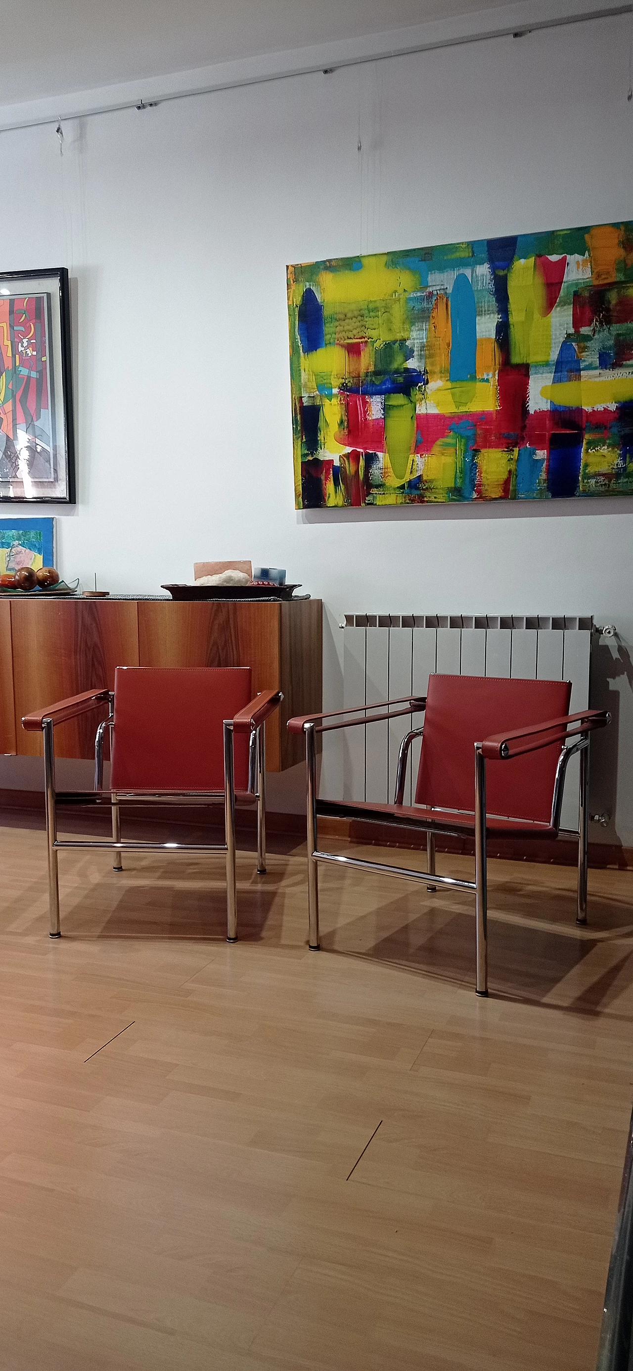 Pair of LC1 leather armchairs by Le Corbusier, P. Jeanneret and C. Perriand for Alivar, 1980s 4