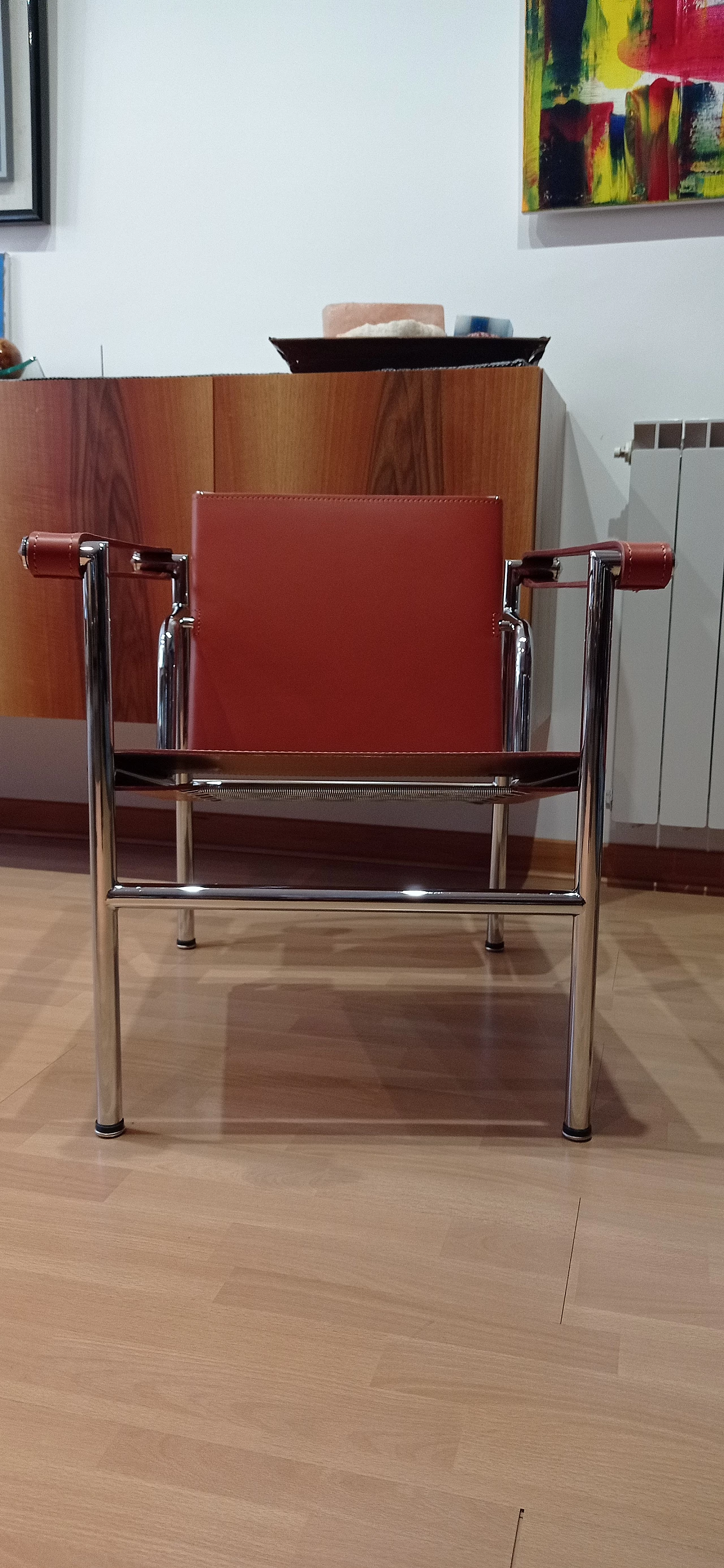 Pair of LC1 leather armchairs by Le Corbusier, P. Jeanneret and C. Perriand for Alivar, 1980s 11