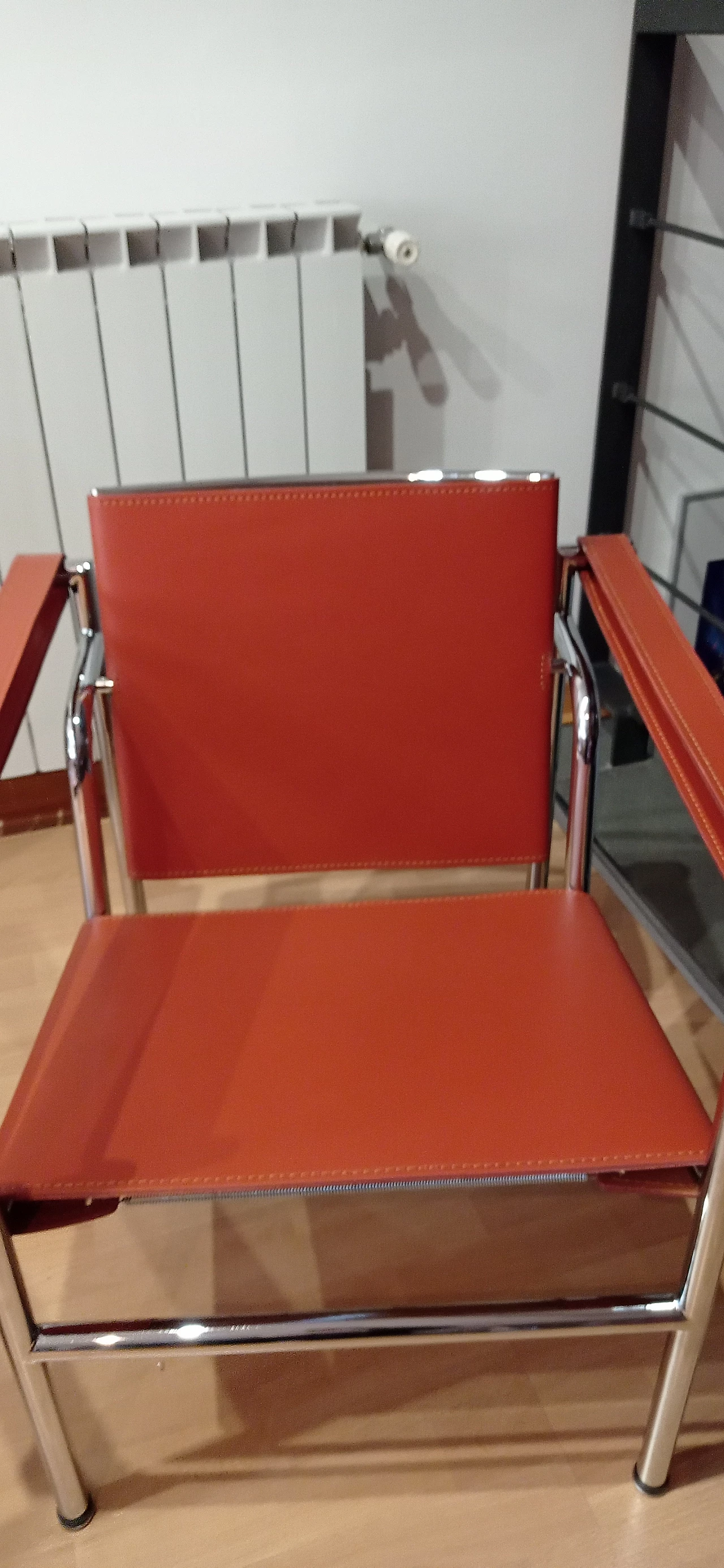 Pair of LC1 leather armchairs by Le Corbusier, P. Jeanneret and C. Perriand for Alivar, 1980s 32