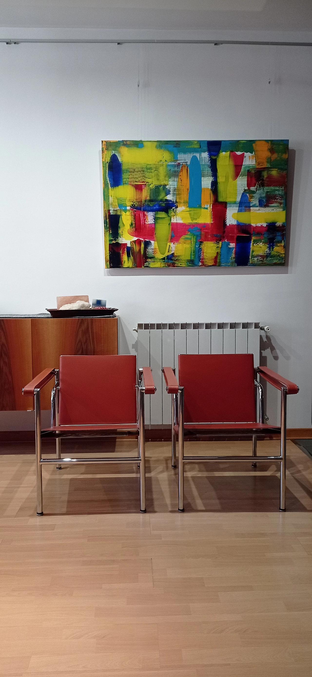 Pair of LC1 leather armchairs by Le Corbusier, P. Jeanneret and C. Perriand for Alivar, 1980s 42