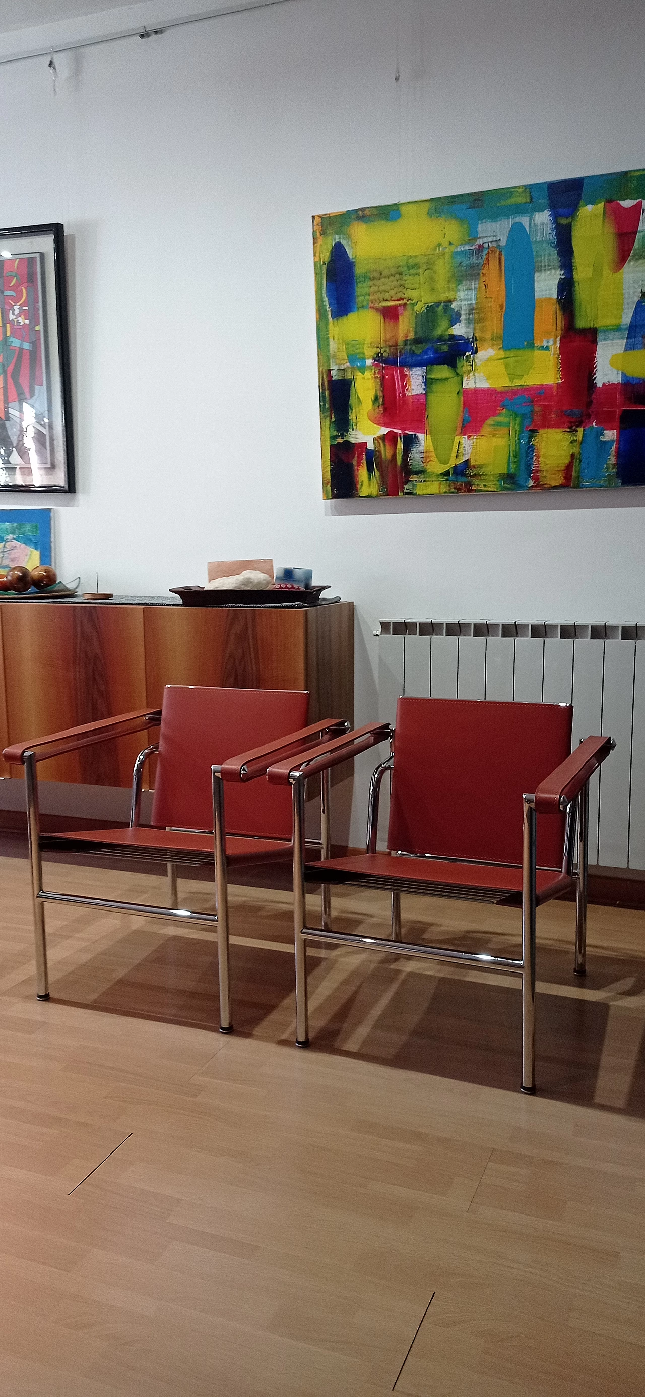 Pair of LC1 leather armchairs by Le Corbusier, P. Jeanneret and C. Perriand for Alivar, 1980s 43