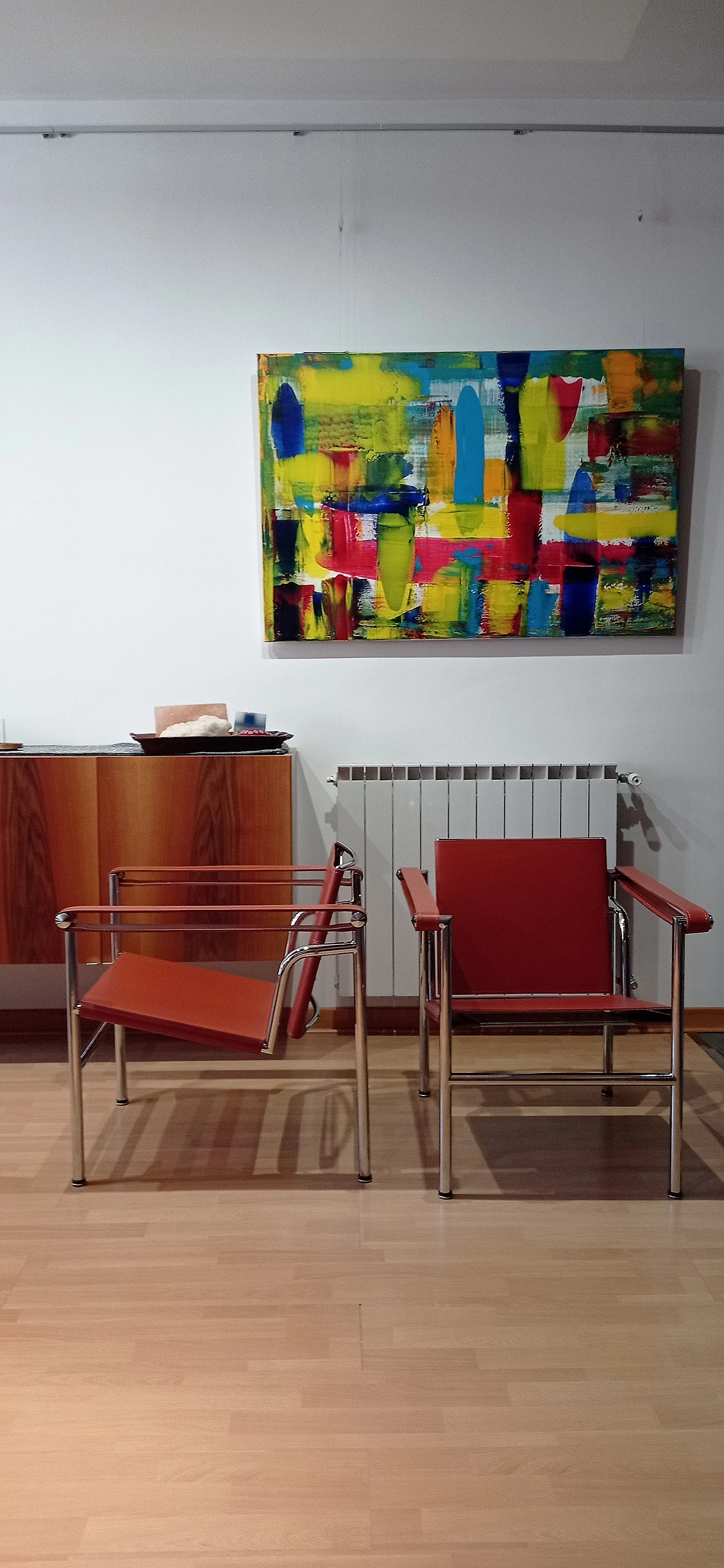 Pair of LC1 leather armchairs by Le Corbusier, P. Jeanneret and C. Perriand for Alivar, 1980s 49