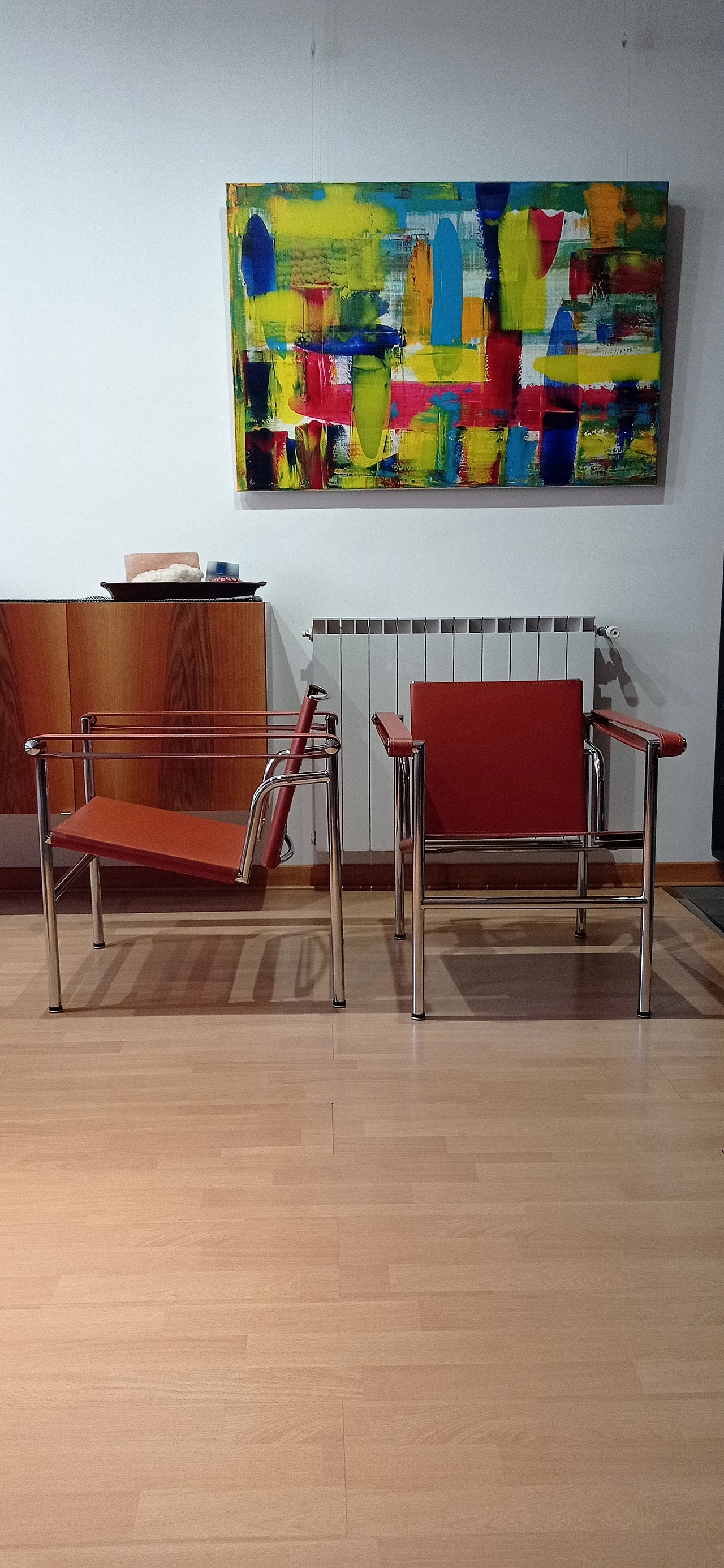 Pair of LC1 leather armchairs by Le Corbusier, P. Jeanneret and C. Perriand for Alivar, 1980s 50
