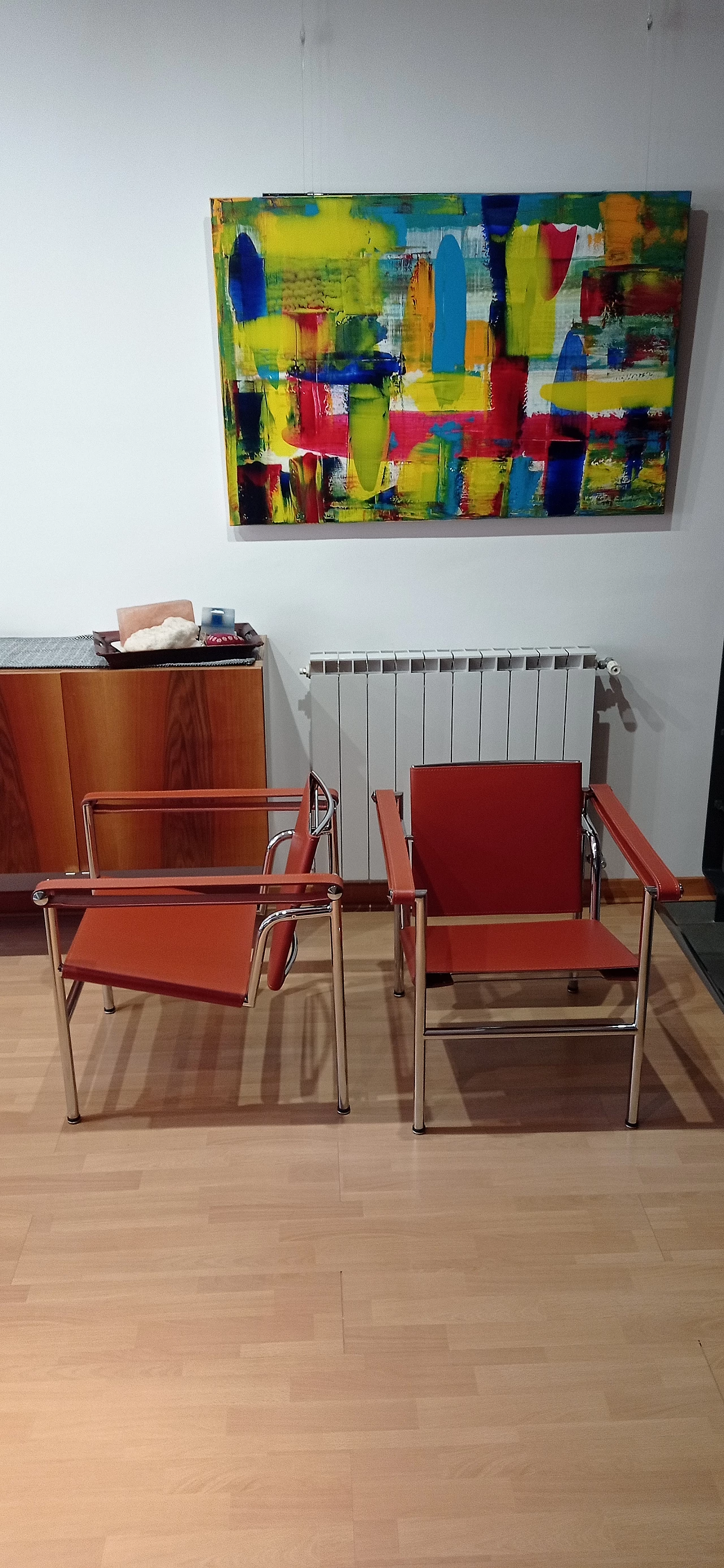 Pair of LC1 leather armchairs by Le Corbusier, P. Jeanneret and C. Perriand for Alivar, 1980s 51