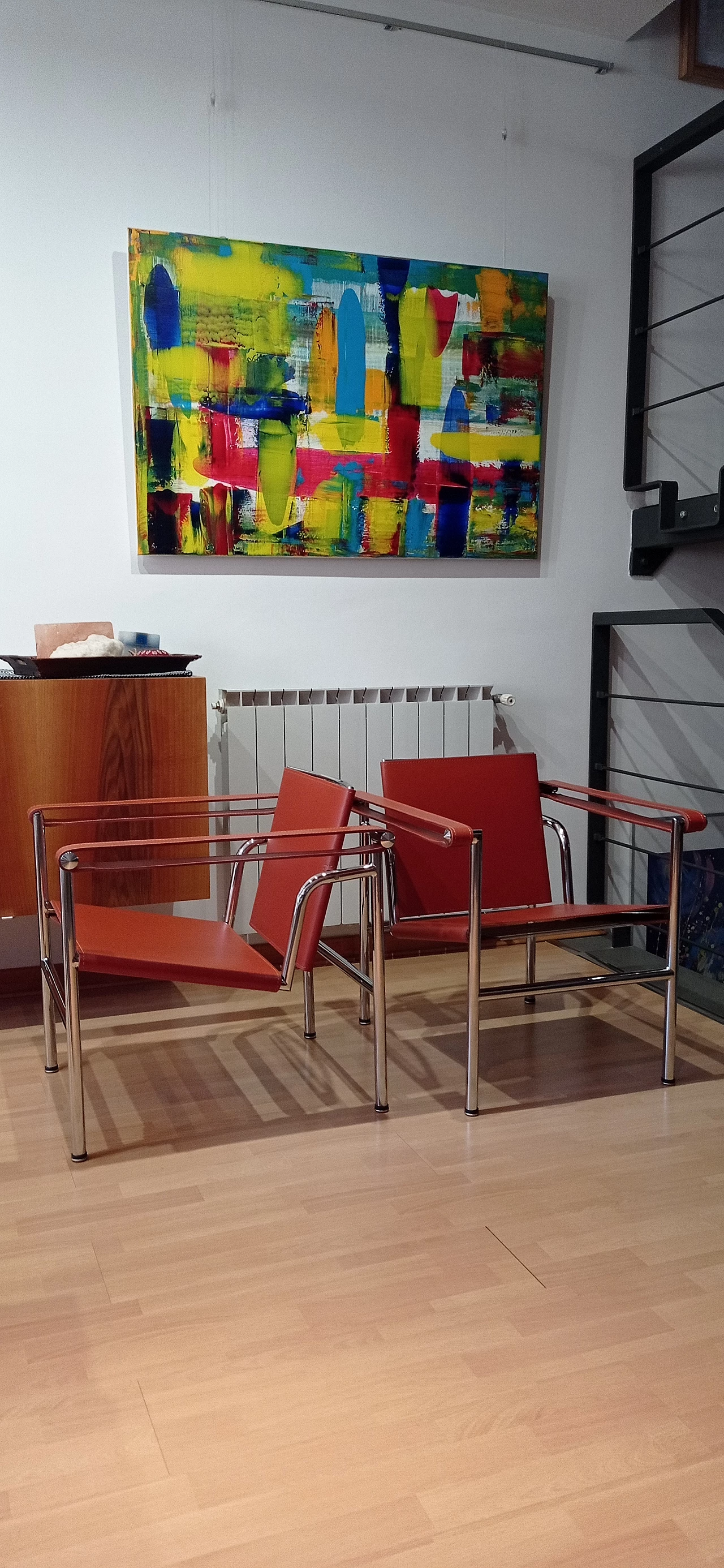 Pair of LC1 leather armchairs by Le Corbusier, P. Jeanneret and C. Perriand for Alivar, 1980s 52