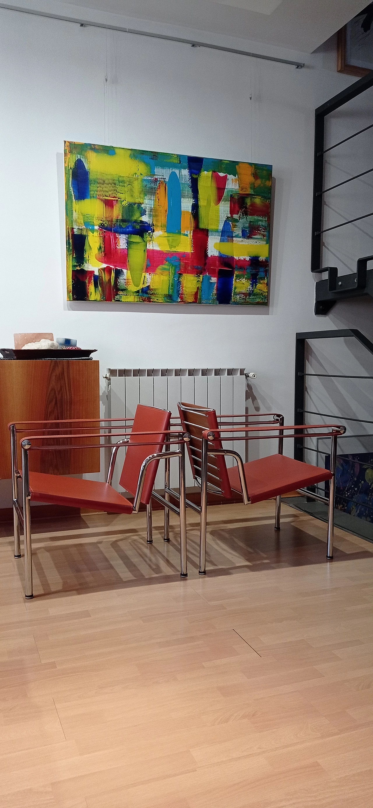 Pair of LC1 leather armchairs by Le Corbusier, P. Jeanneret and C. Perriand for Alivar, 1980s 77