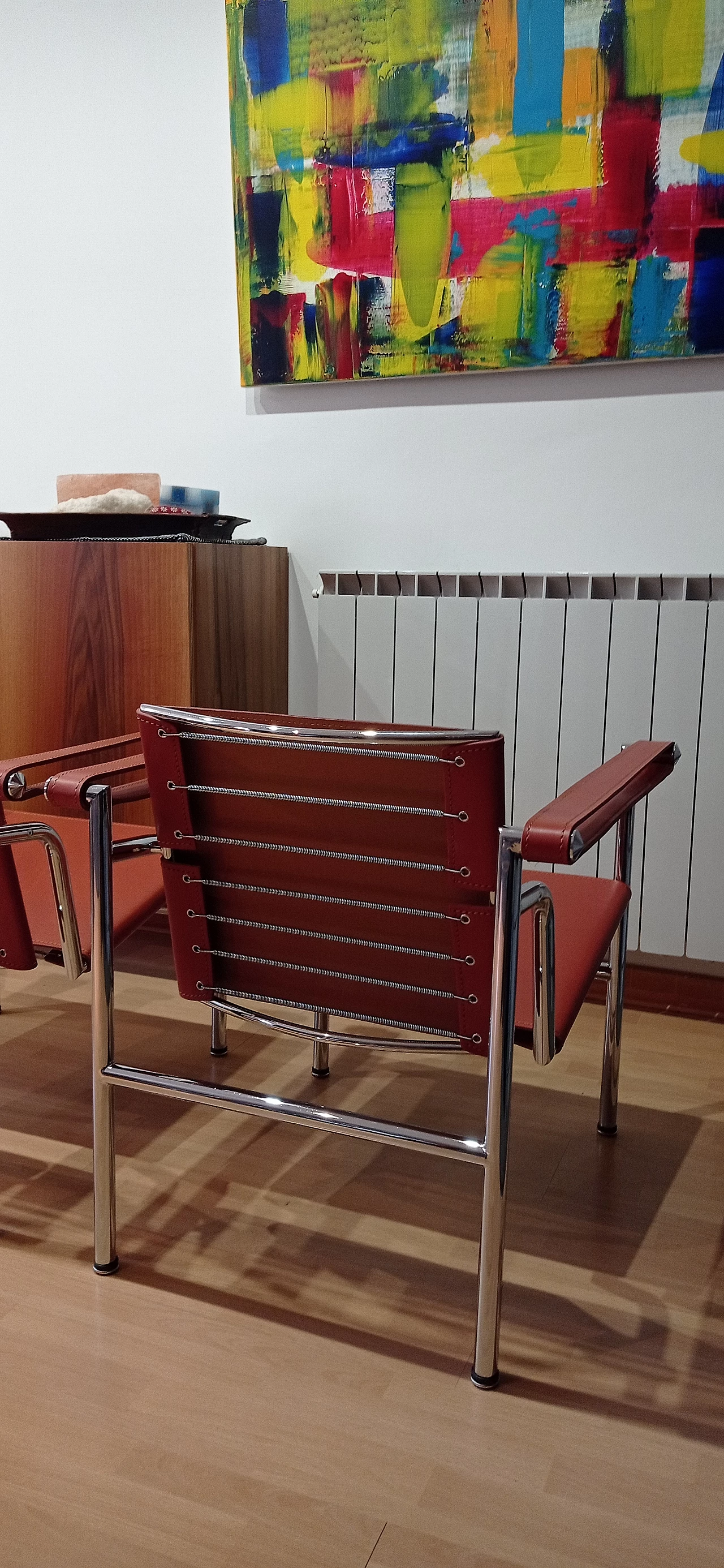 Pair of LC1 leather armchairs by Le Corbusier, P. Jeanneret and C. Perriand for Alivar, 1980s 135