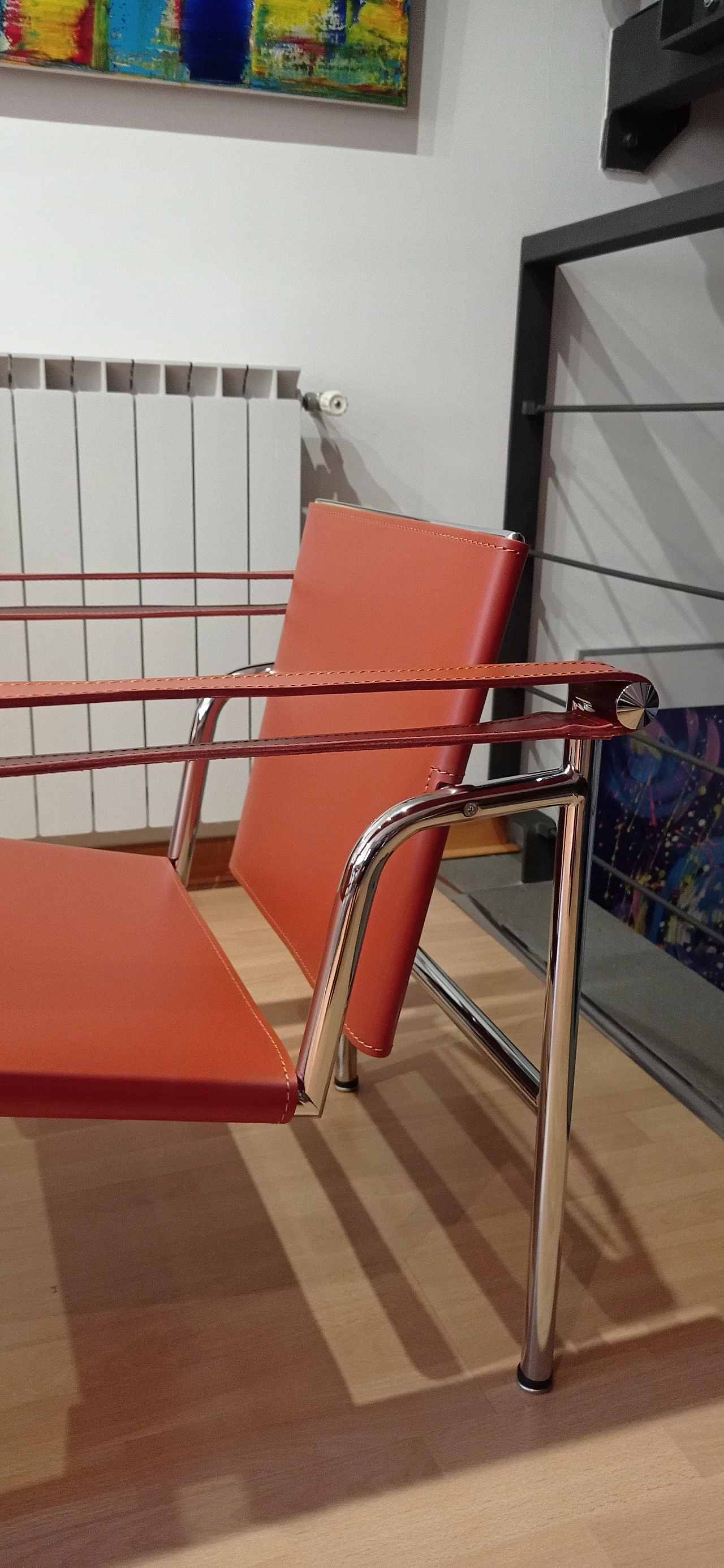 Pair of LC1 leather armchairs by Le Corbusier, P. Jeanneret and C. Perriand for Alivar, 1980s 150