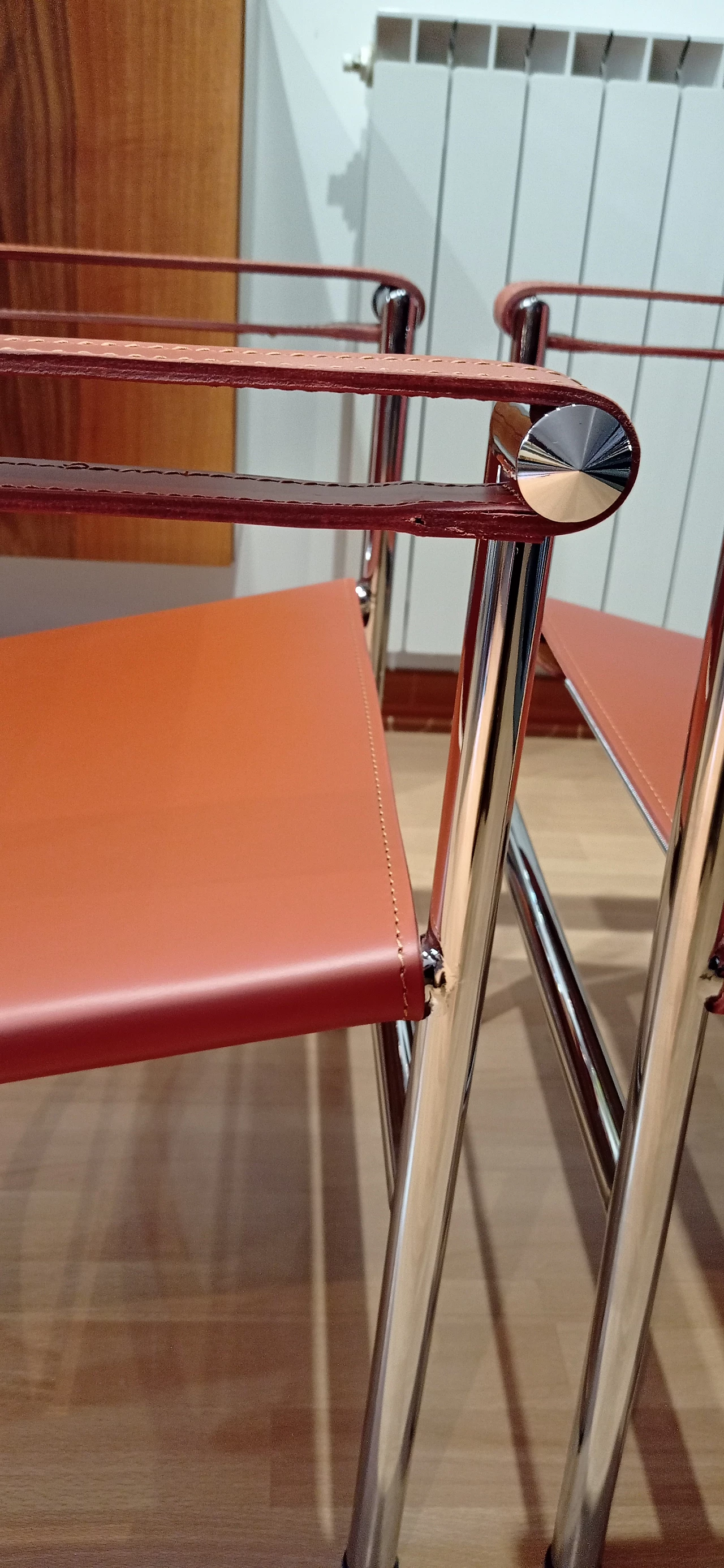 Pair of LC1 leather armchairs by Le Corbusier, P. Jeanneret and C. Perriand for Alivar, 1980s 160