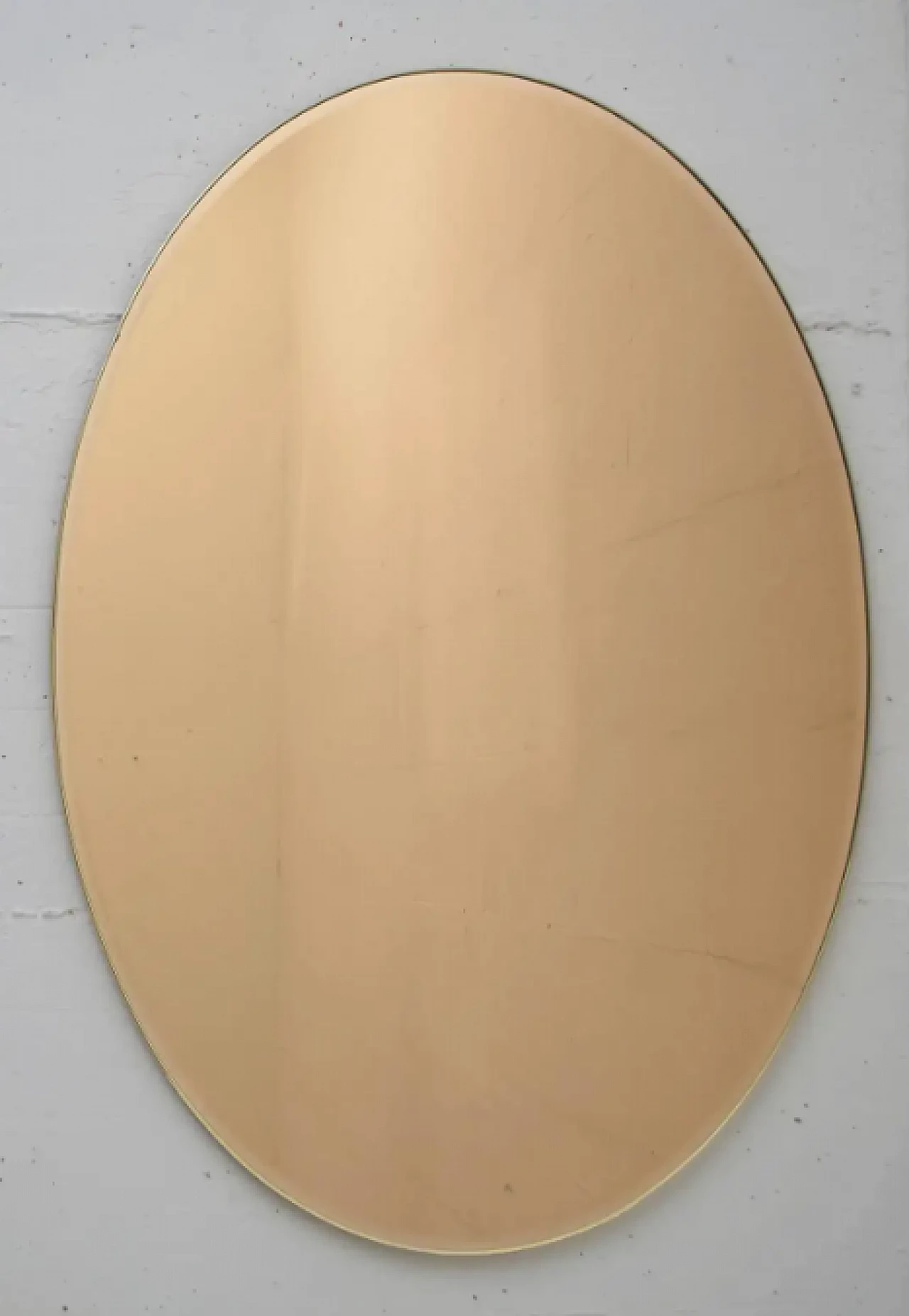 Pair of oval brass and bronze mirrors, 1970s 2