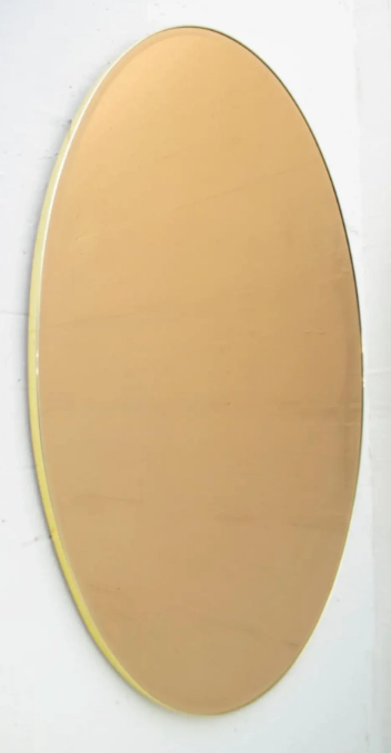 Pair of oval brass and bronze mirrors, 1970s 3